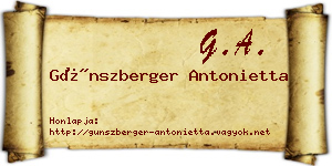 Günszberger Antonietta névjegykártya